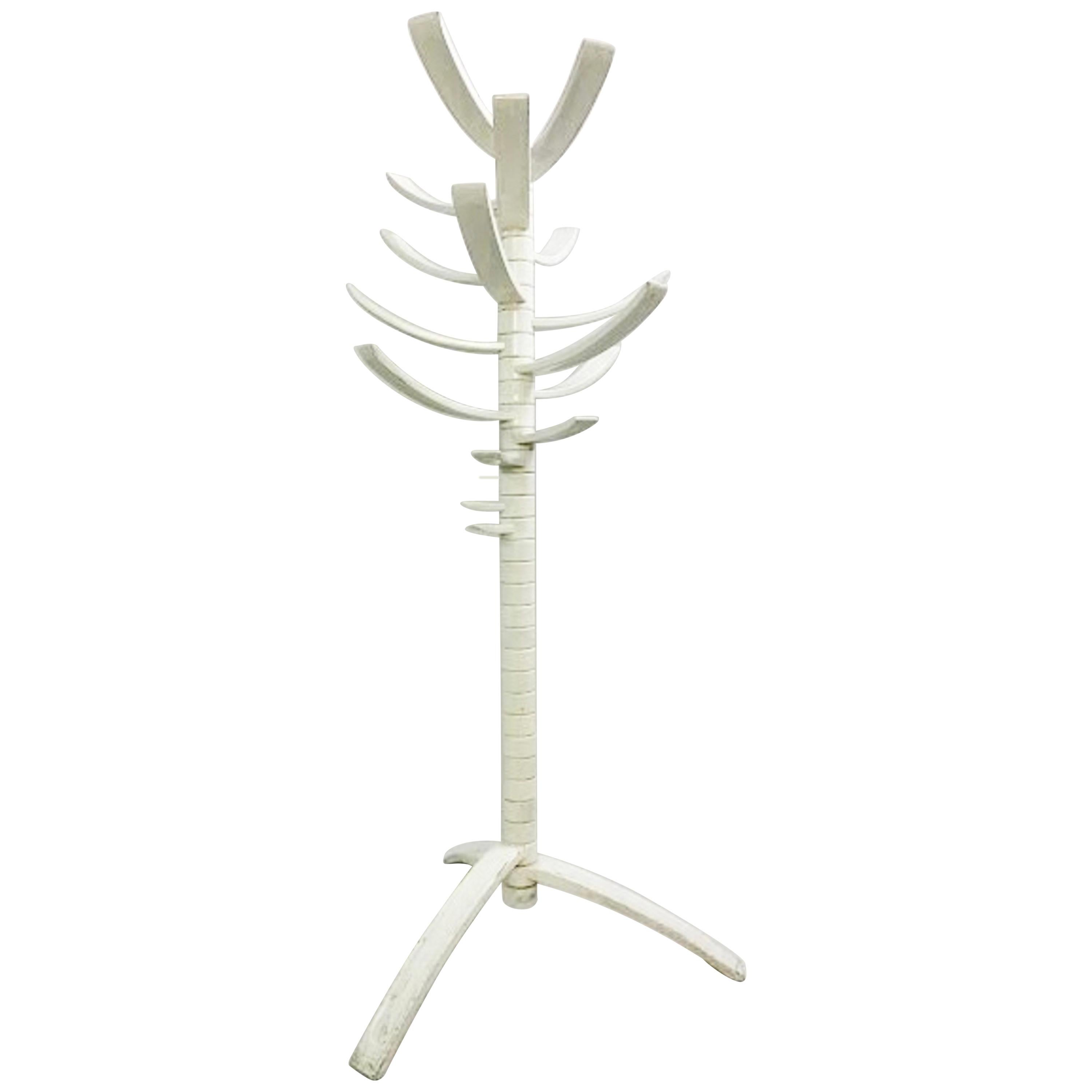 Sculptural White Lacquered Wood Coat Rack by Bruce Tippett Renna For Sale