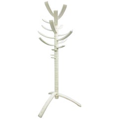 Sculptural White Lacquered Wood Coat Rack by Bruce Tippett Renna