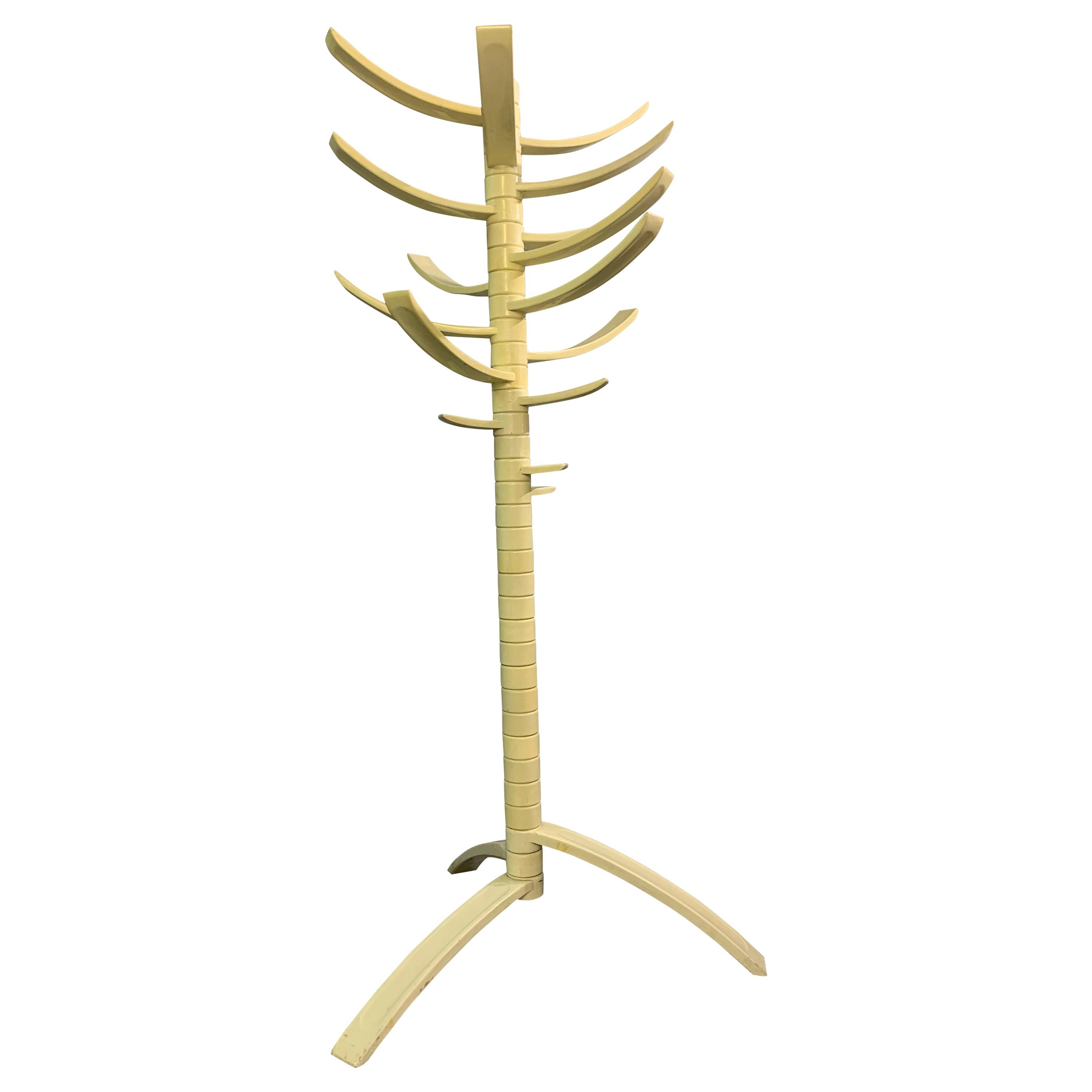 Sculptural White Lacquered Wood Coat Rack by Bruce Tippett Renna For Sale