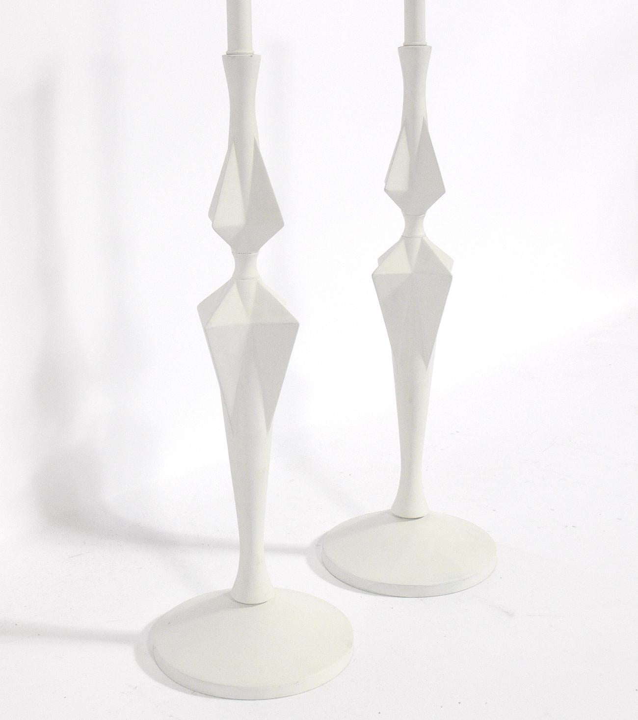 Mid-Century Modern Sculptural White Lamps For Sale