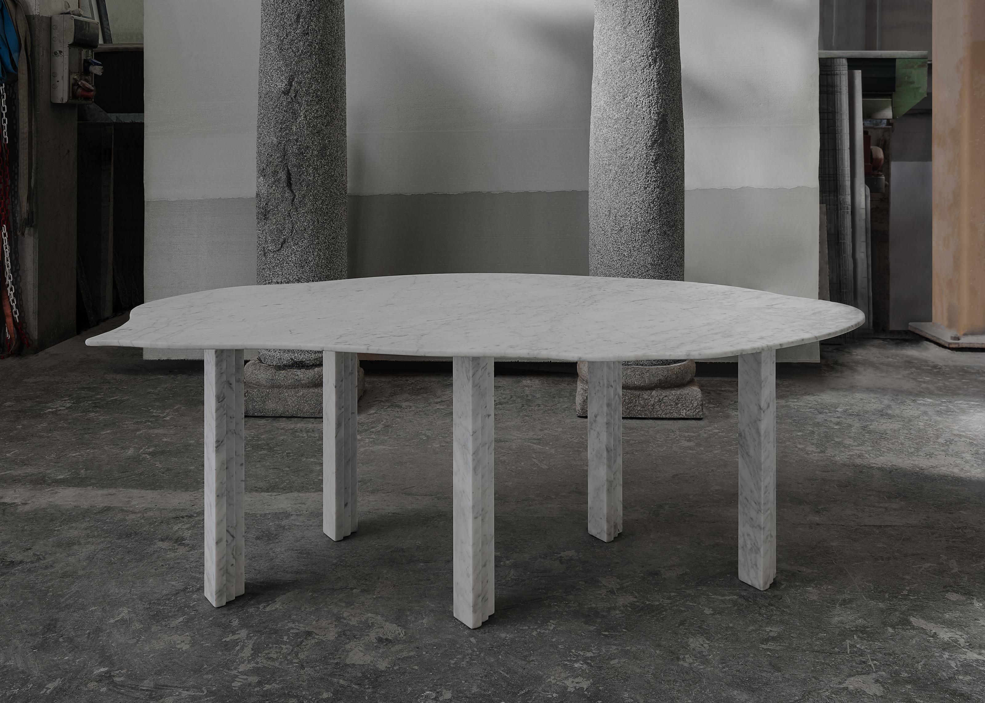 Sculptural white marble table - Lorenzo Bini

Title: Cyclamen

Measures: 
- Dining table 190 x 115 x H 73,5 cm
- Coffee table 95 x 63 x H 37 cm

Material: bianco Carrara


Six Tableaux is a series of marble tables designed by Lorenzo Bini