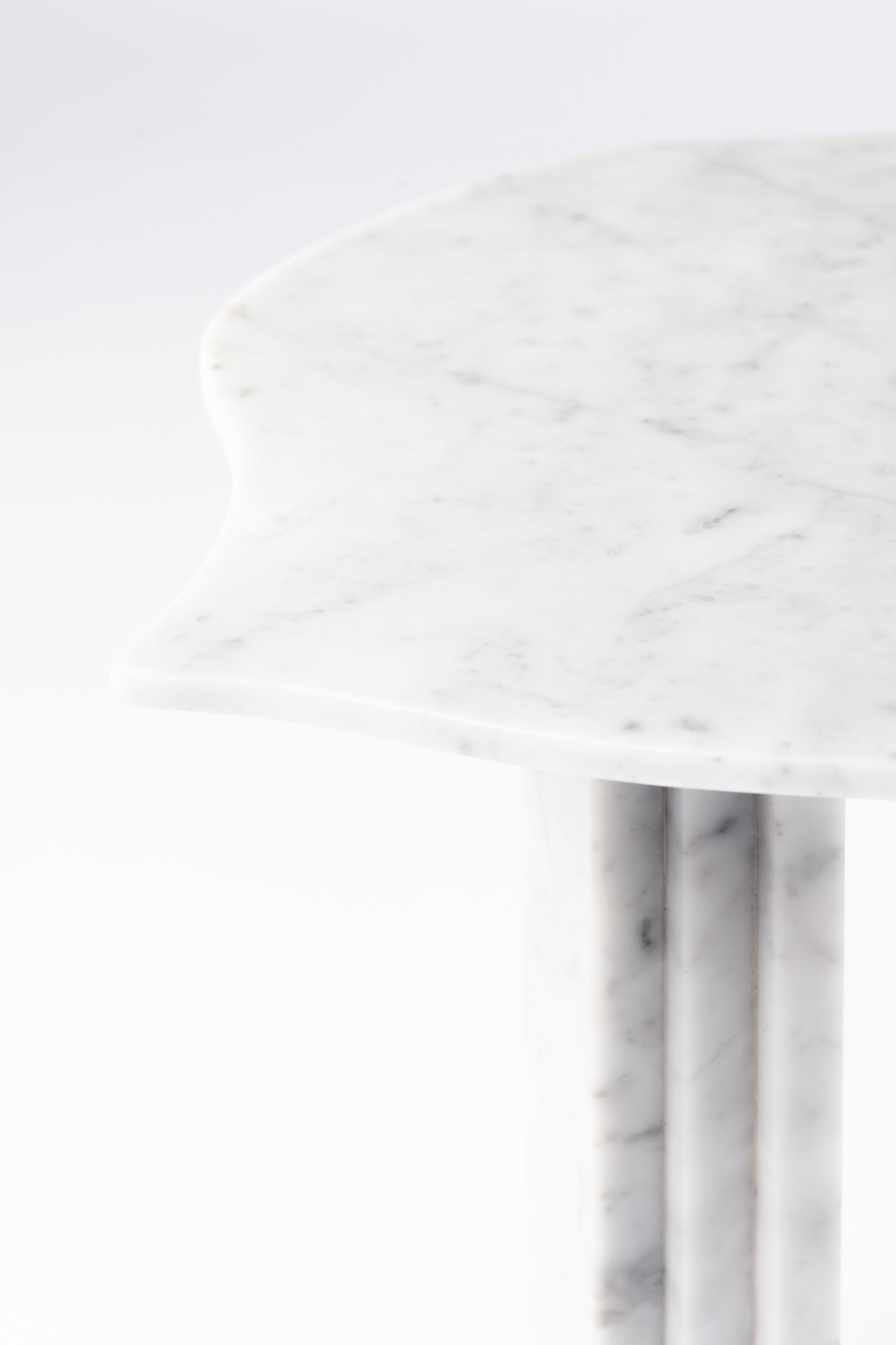 Italian Cylamen Sculptural White Marble Dining Table, Lorenzo Bini