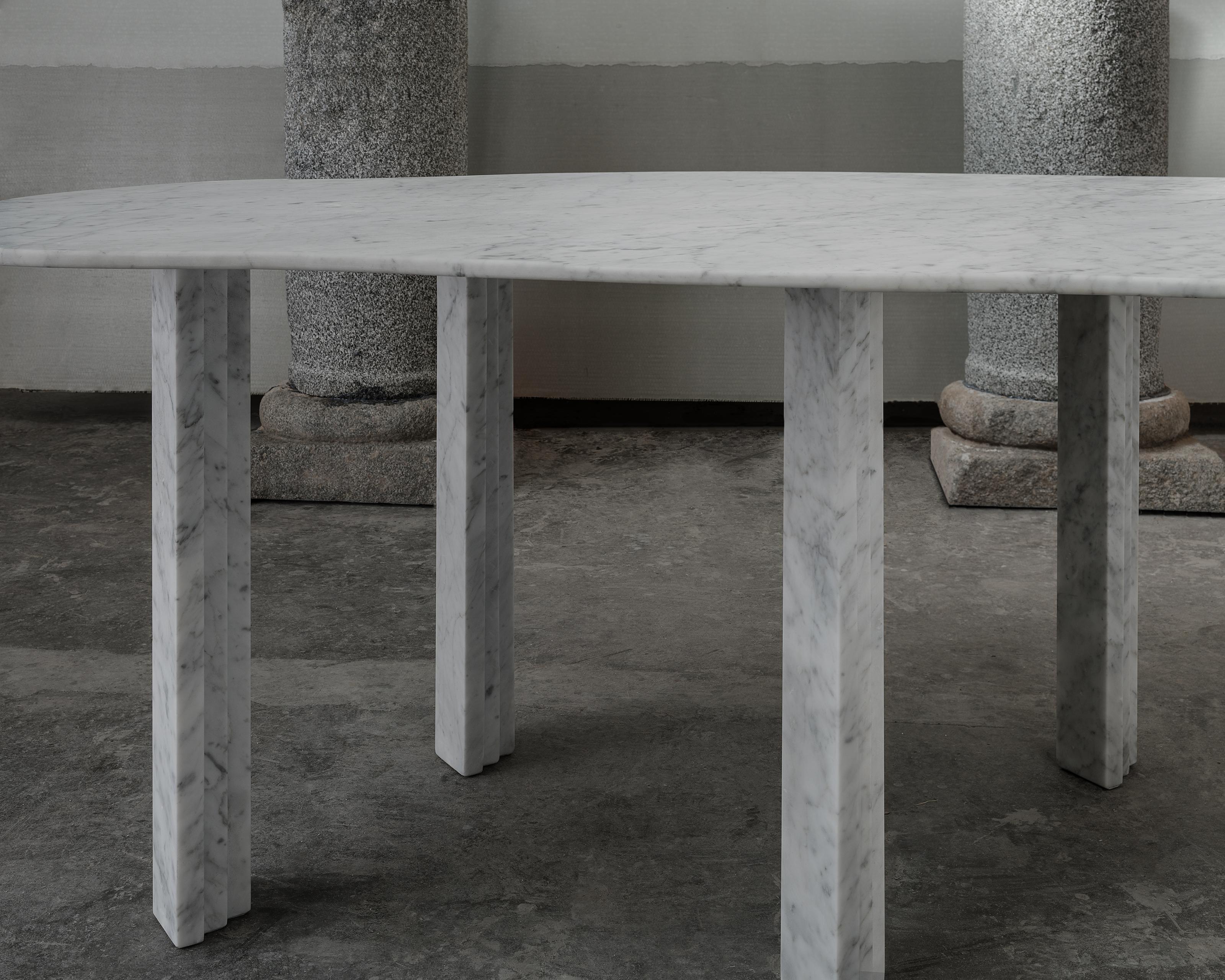 Contemporary Cylamen Sculptural White Marble Dining Table, Lorenzo Bini