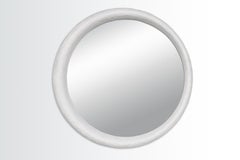 Seraphora" Skulpturaler runder Wandspiegel aus weißem Gips - individuell gestaltbar, handgefertigt