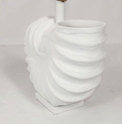 Sculptural White Plaster Shell Lamp Mid Century Modern