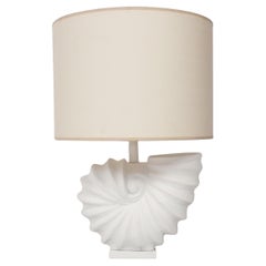 Sculptural White Plaster Shell Lamp Mid Century Modern