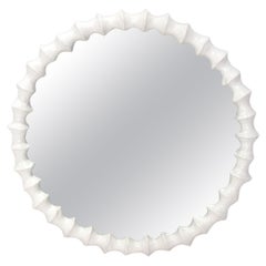 Sculptural White Vertebrae Mirror 36" Diameter