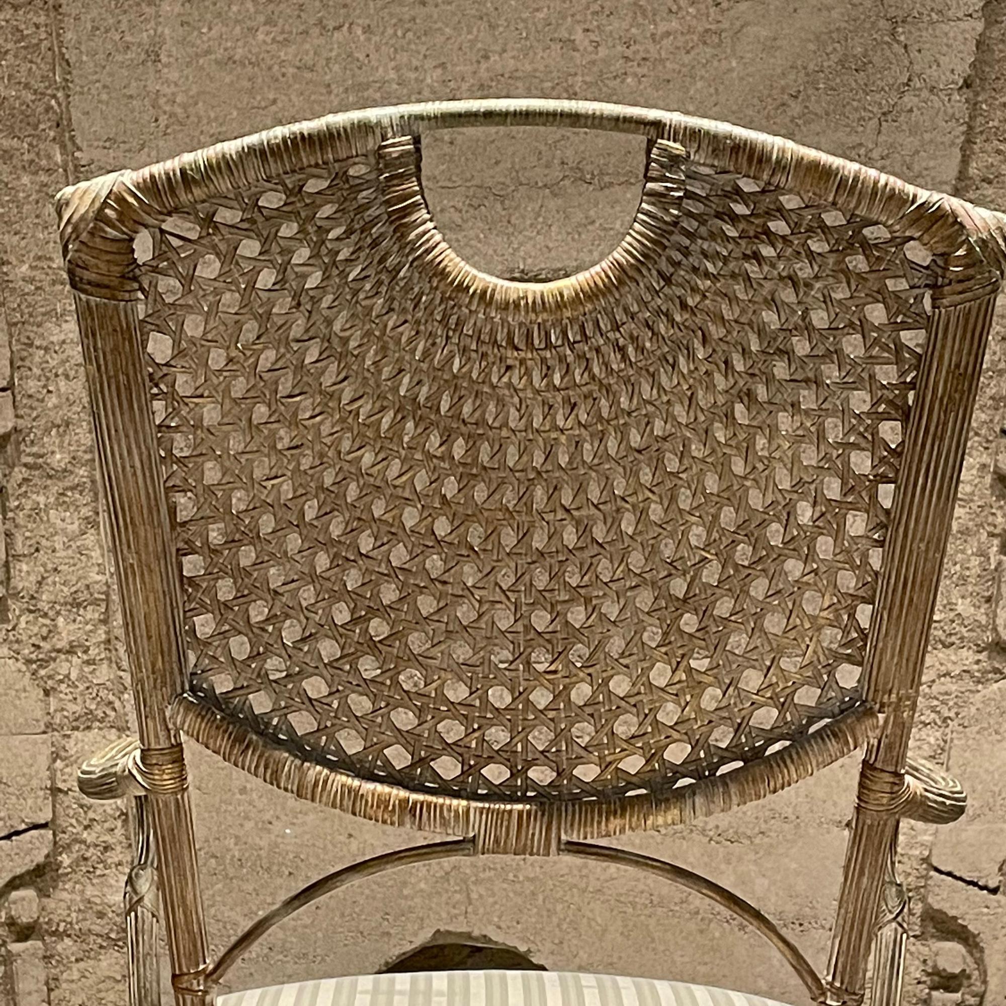 1970s Style Maitland Smith Sculptural Cane Dining Chairs Set of Four 1