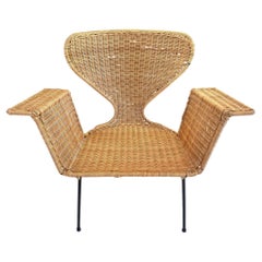 Sculptural Wicker and Iron Armchair, 1970s USA