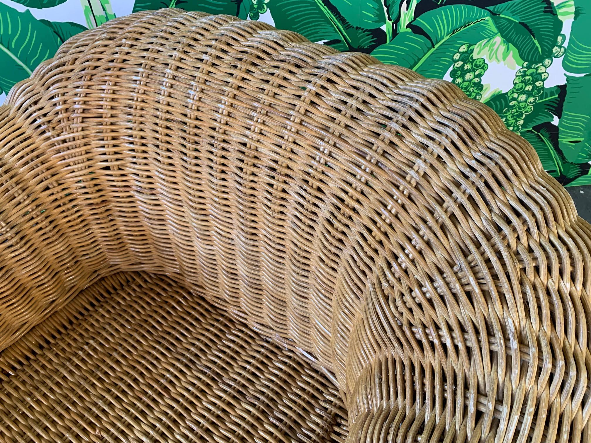 Hollywood Regency Sculptural Wicker Chair in the Manner of Michael Taylor