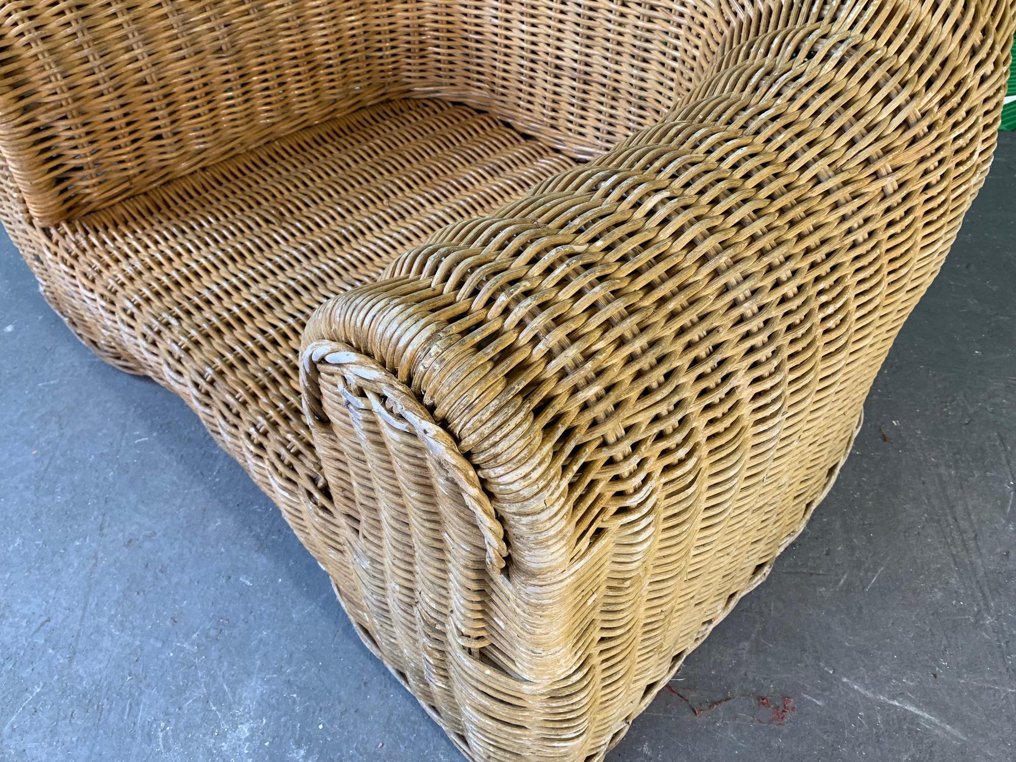 Sculptural Wicker Chair in the Manner of Michael Taylor In Good Condition In Jacksonville, FL