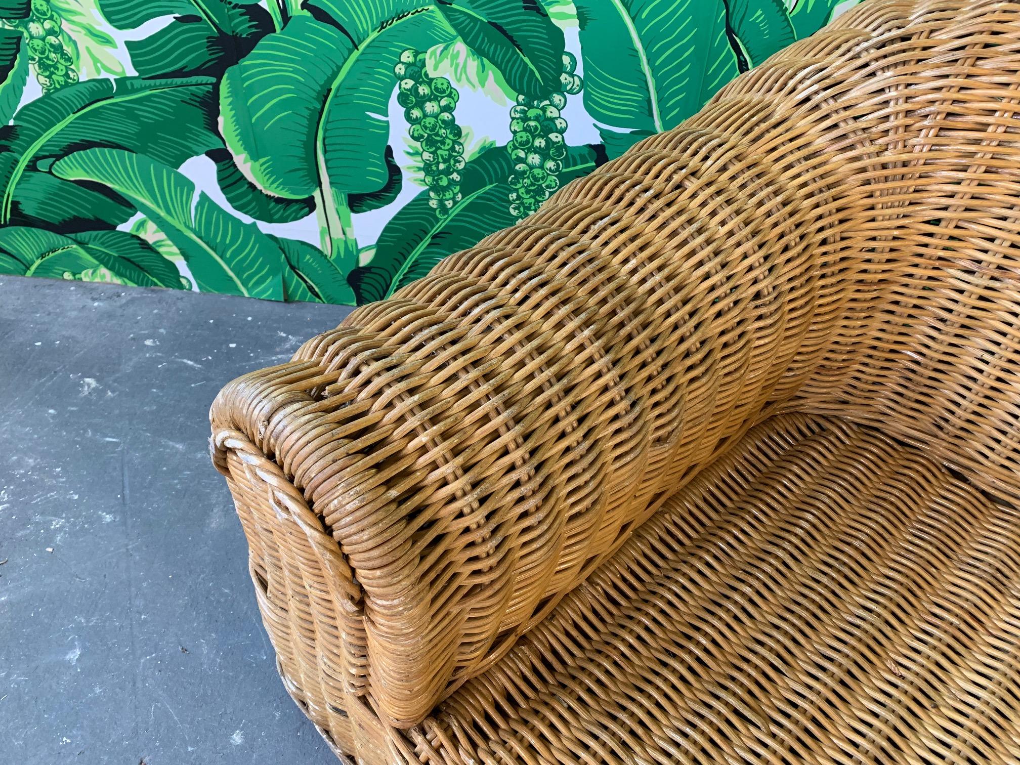 Late 20th Century Sculptural Wicker Chair in the Manner of Michael Taylor