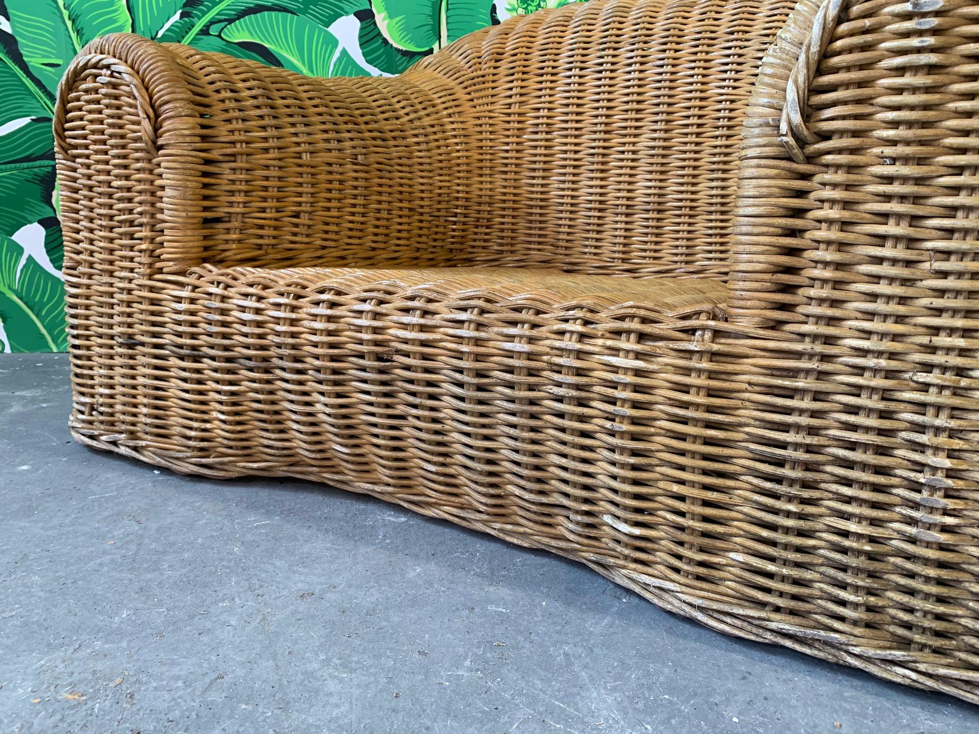 Sculptural Wicker Chair in the Manner of Michael Taylor 1
