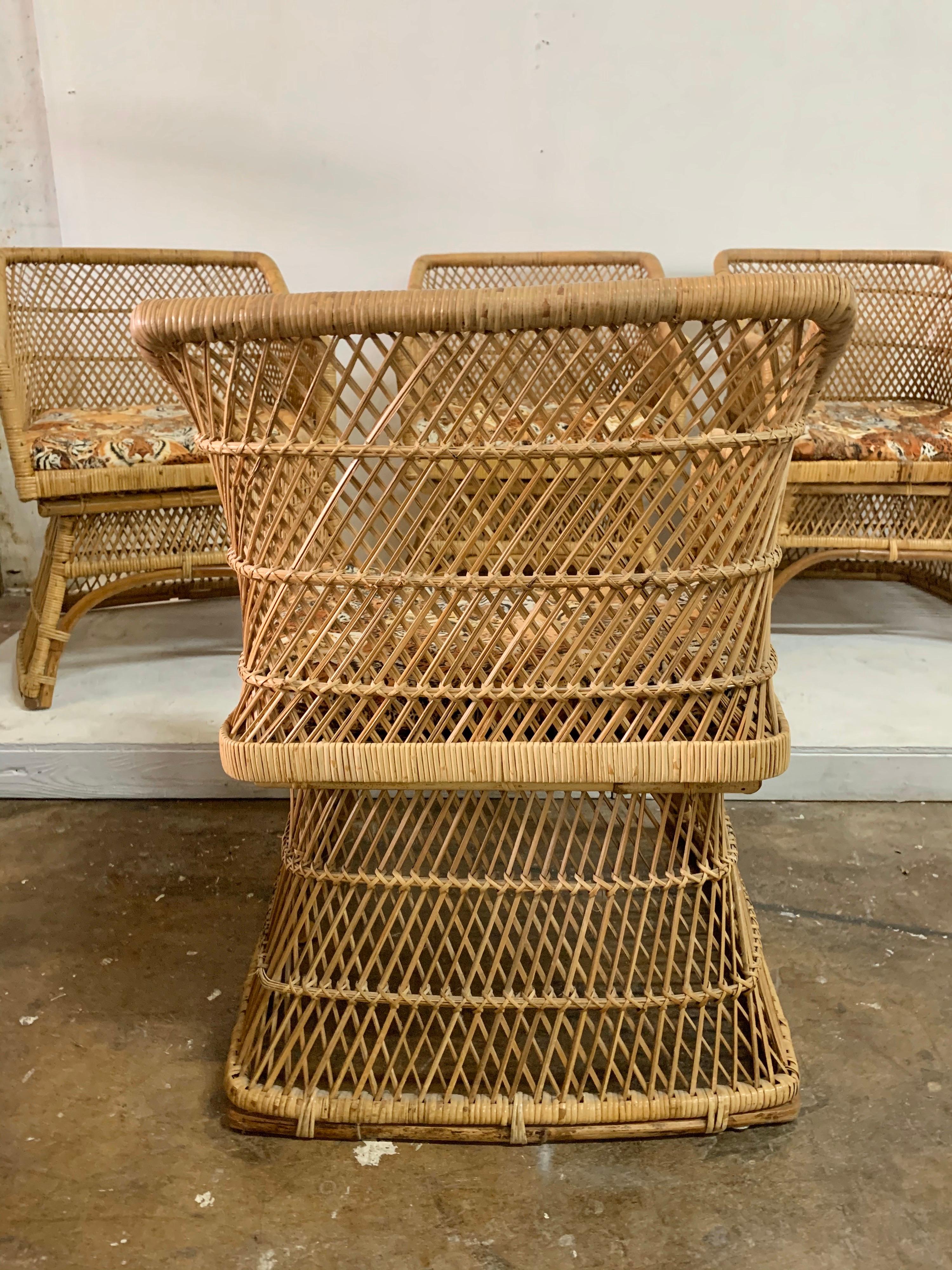 Sculptural Wicker Dining Chairs, Set of 6 8