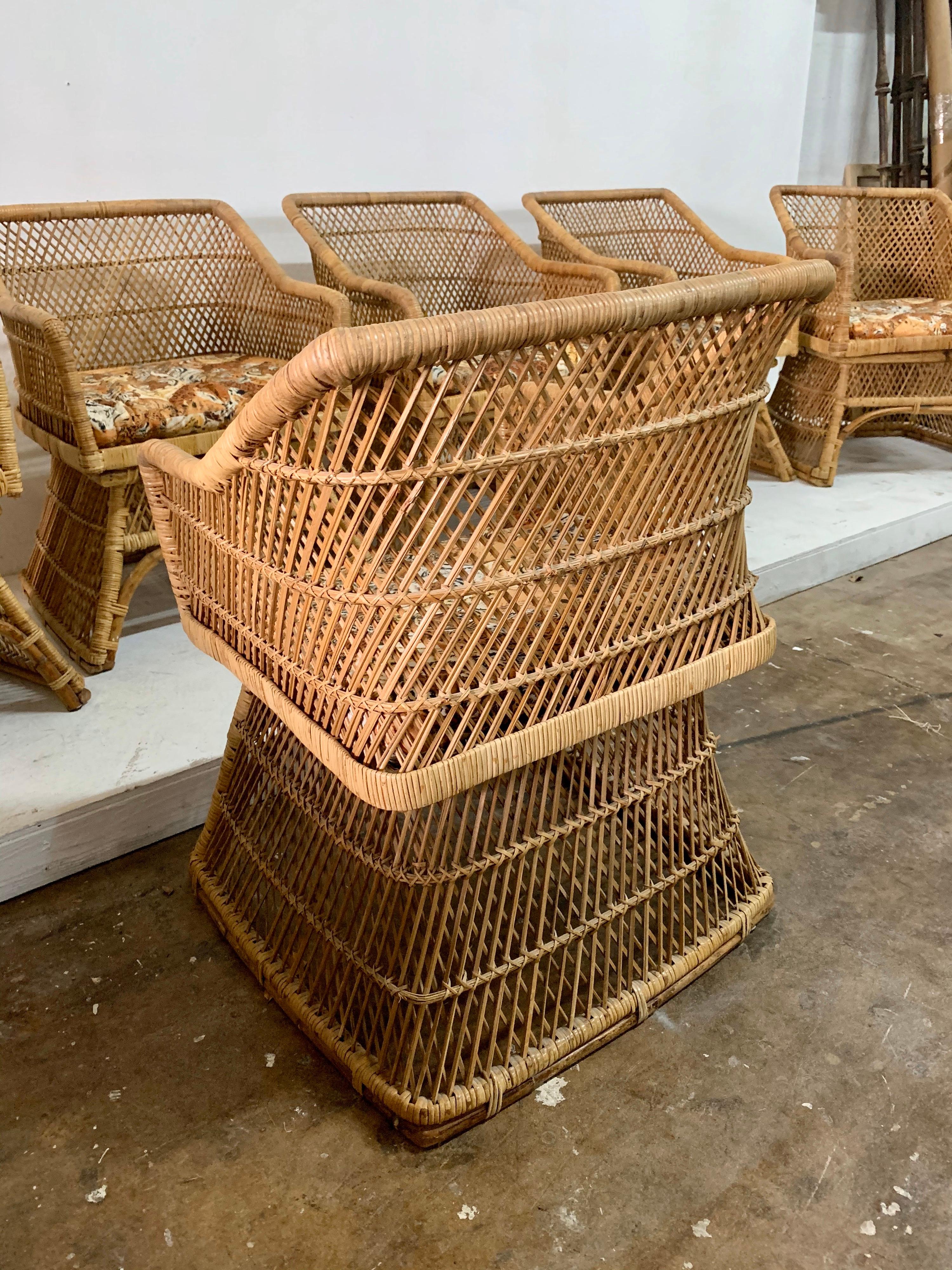 Sculptural Wicker Dining Chairs, Set of 6 9