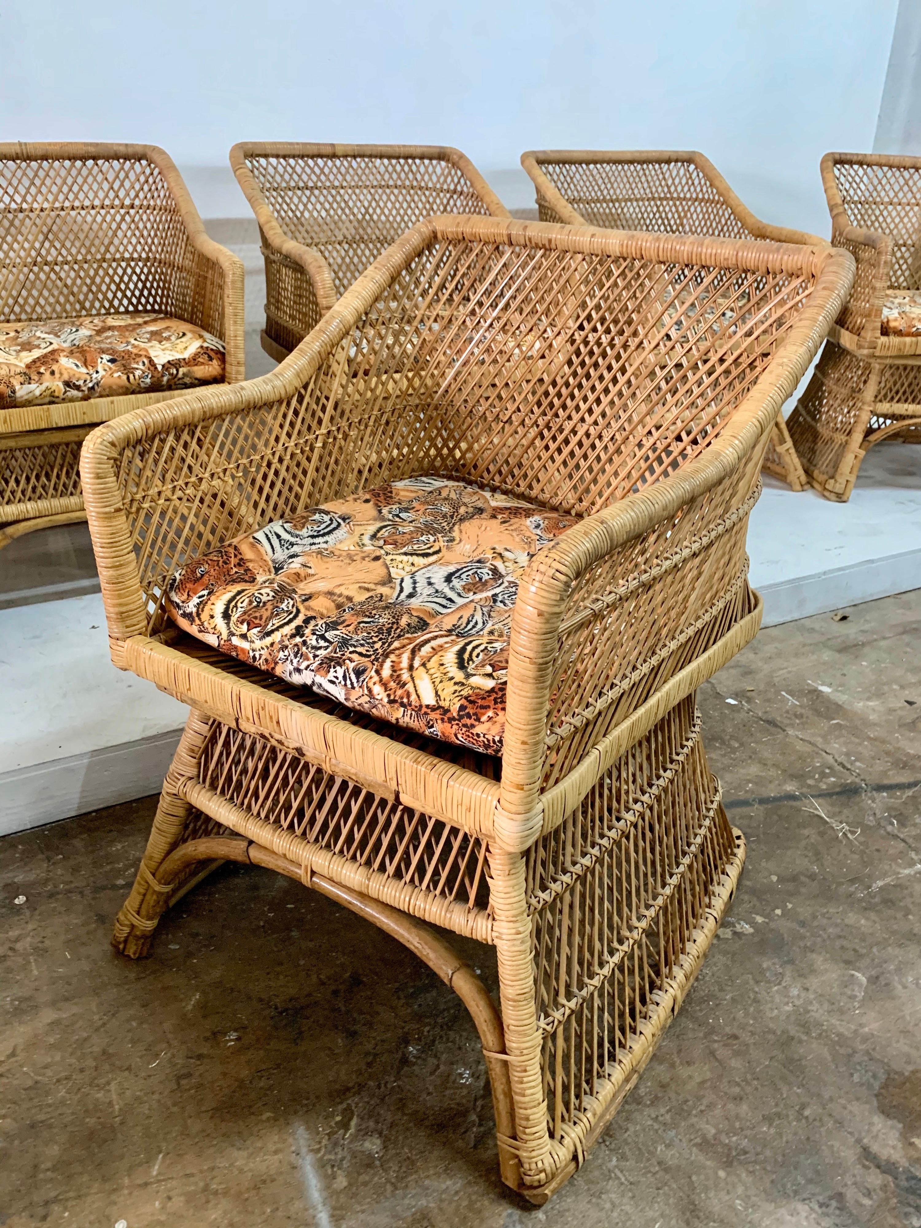 Sculptural Wicker Dining Chairs, Set of 6 12