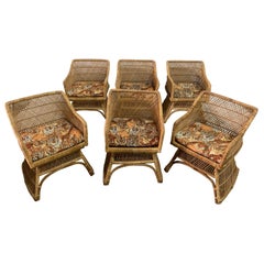 Sculptural Wicker Dining Chairs, Set of 6