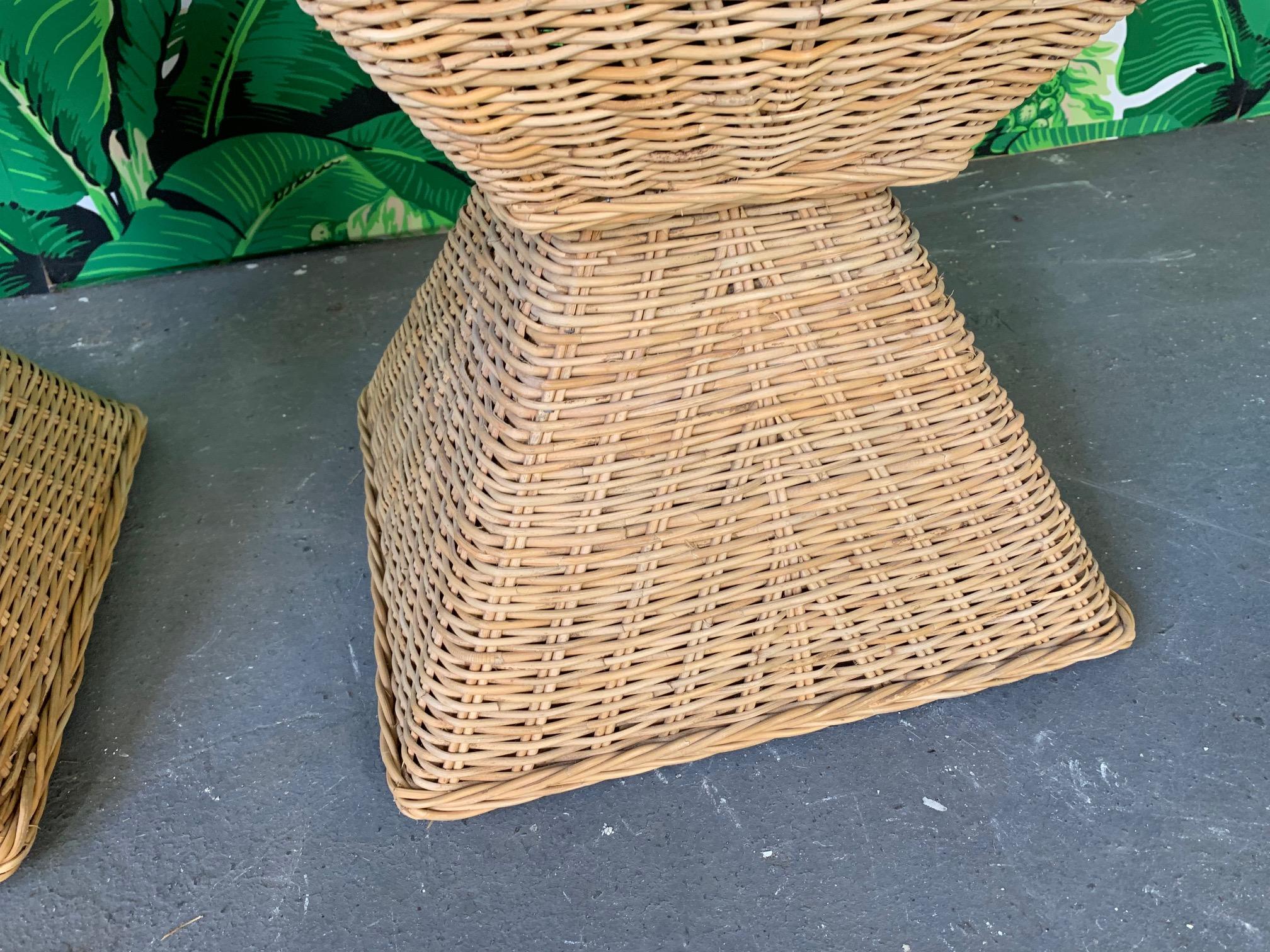 Sculptural Wicker Geometric End Tables, Set of 2 In Good Condition In Jacksonville, FL