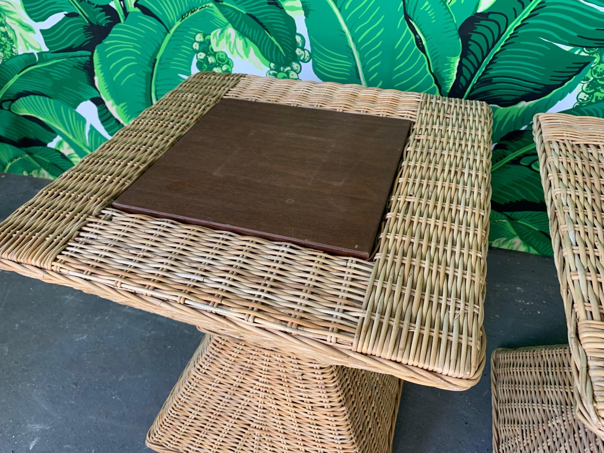 Sculptural Wicker Geometric End Tables, Set of 2 1