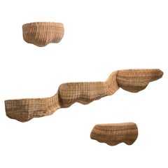 Sculptural wicker shelves