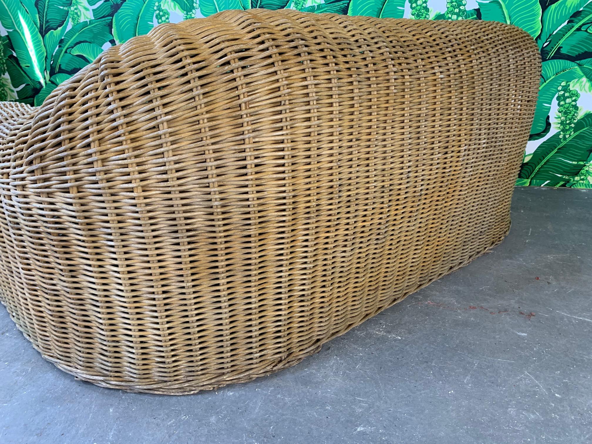 Late 20th Century Sculptural Wicker Sofa in the Manner of Michael Taylor