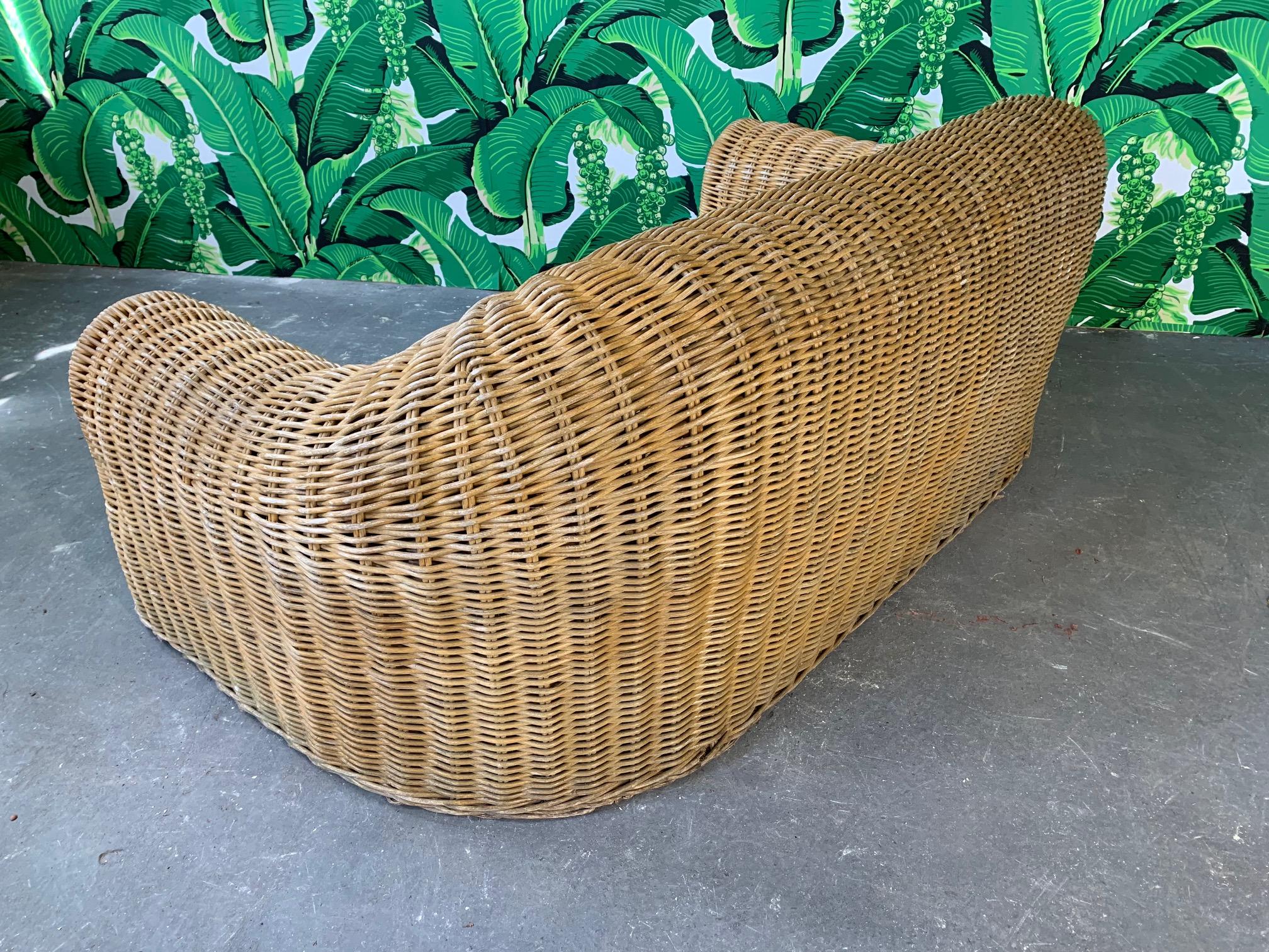 Sculptural Wicker Sofa in the Manner of Michael Taylor 1