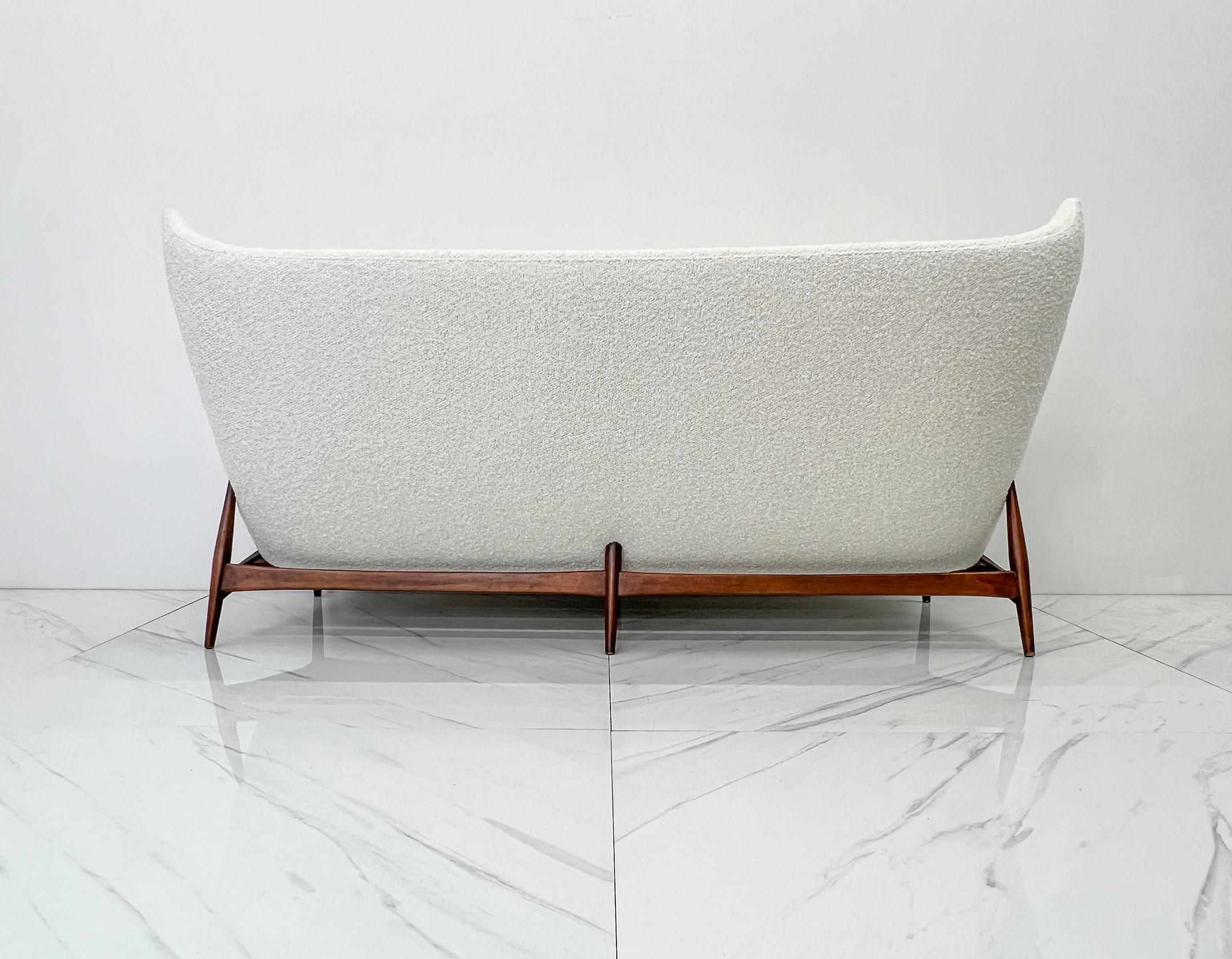 Mid-Century Modern Sculptural Wingback Sofa by H.W. Klein for Bramin Mobler of Denmark, 1950's For Sale