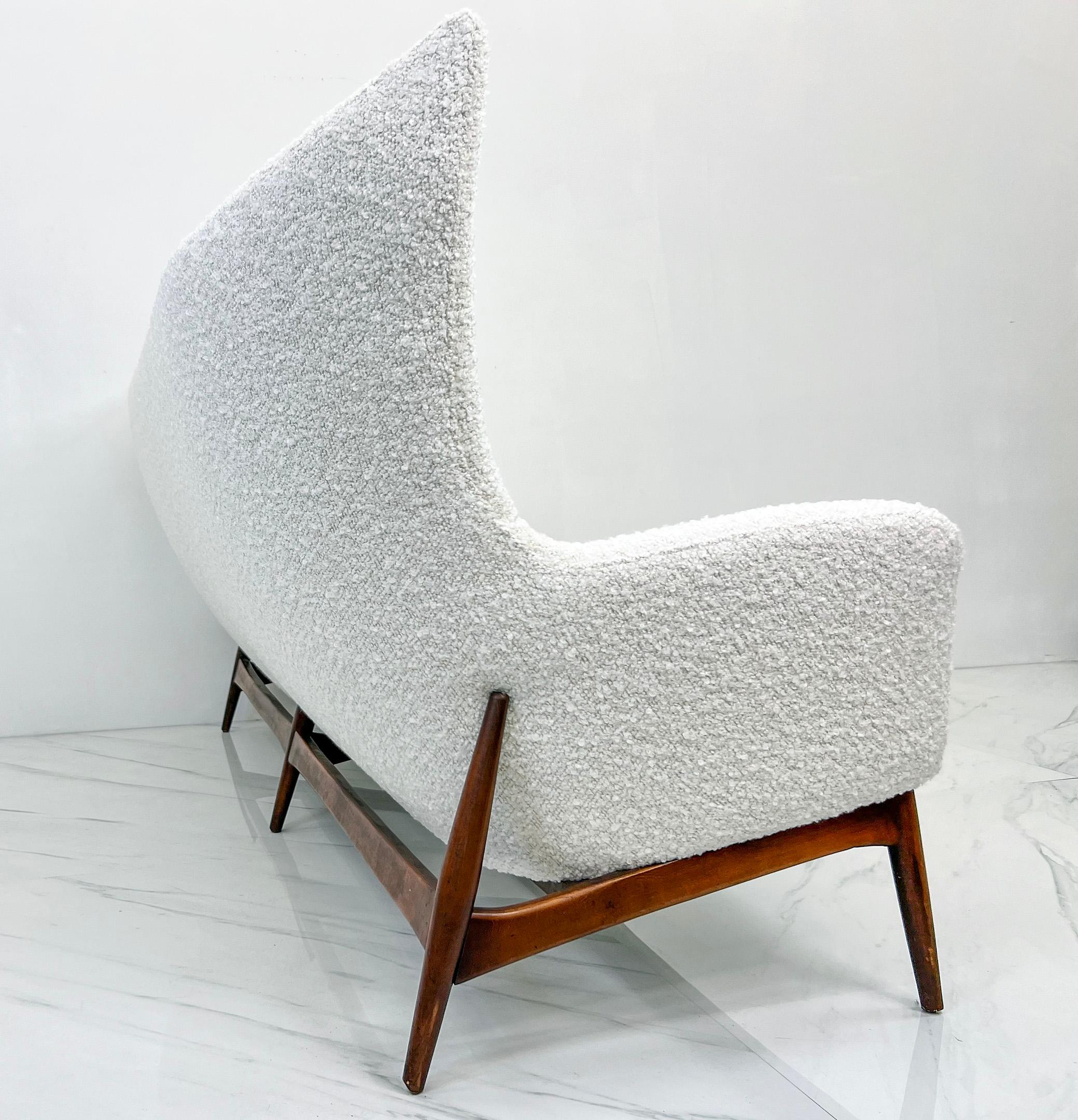 Danish Sculptural Wingback Sofa by H.W. Klein for Bramin Mobler of Denmark, 1950's For Sale