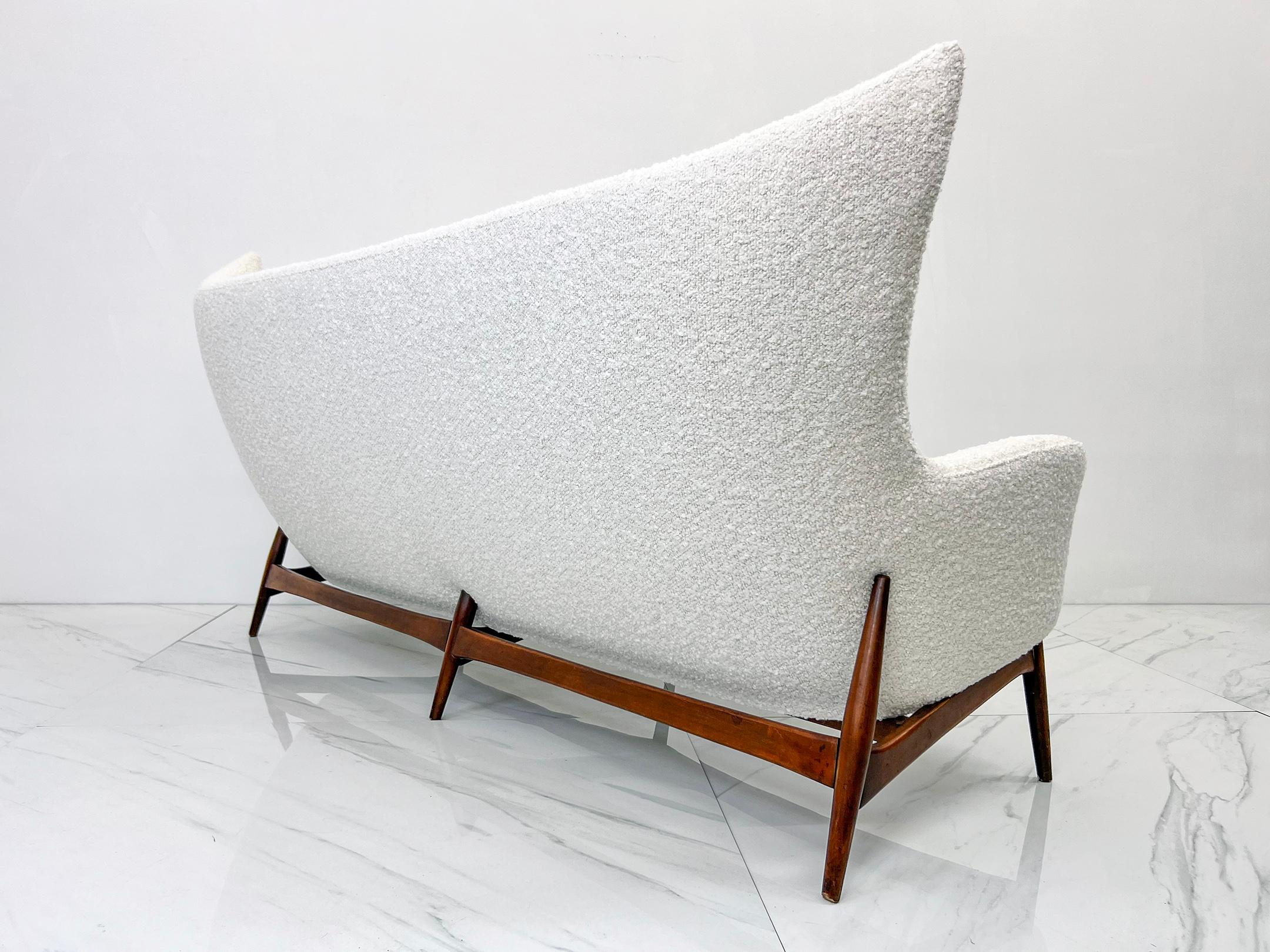 Sculptural Wingback Sofa by H.W. Klein for Bramin Mobler of Denmark, 1950's In Good Condition For Sale In Culver City, CA
