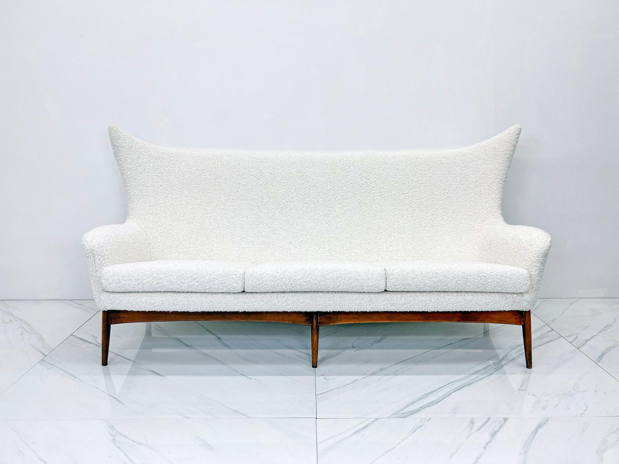 Mid-20th Century Sculptural Wingback Sofa by H.W. Klein for Bramin Mobler of Denmark, 1950's For Sale