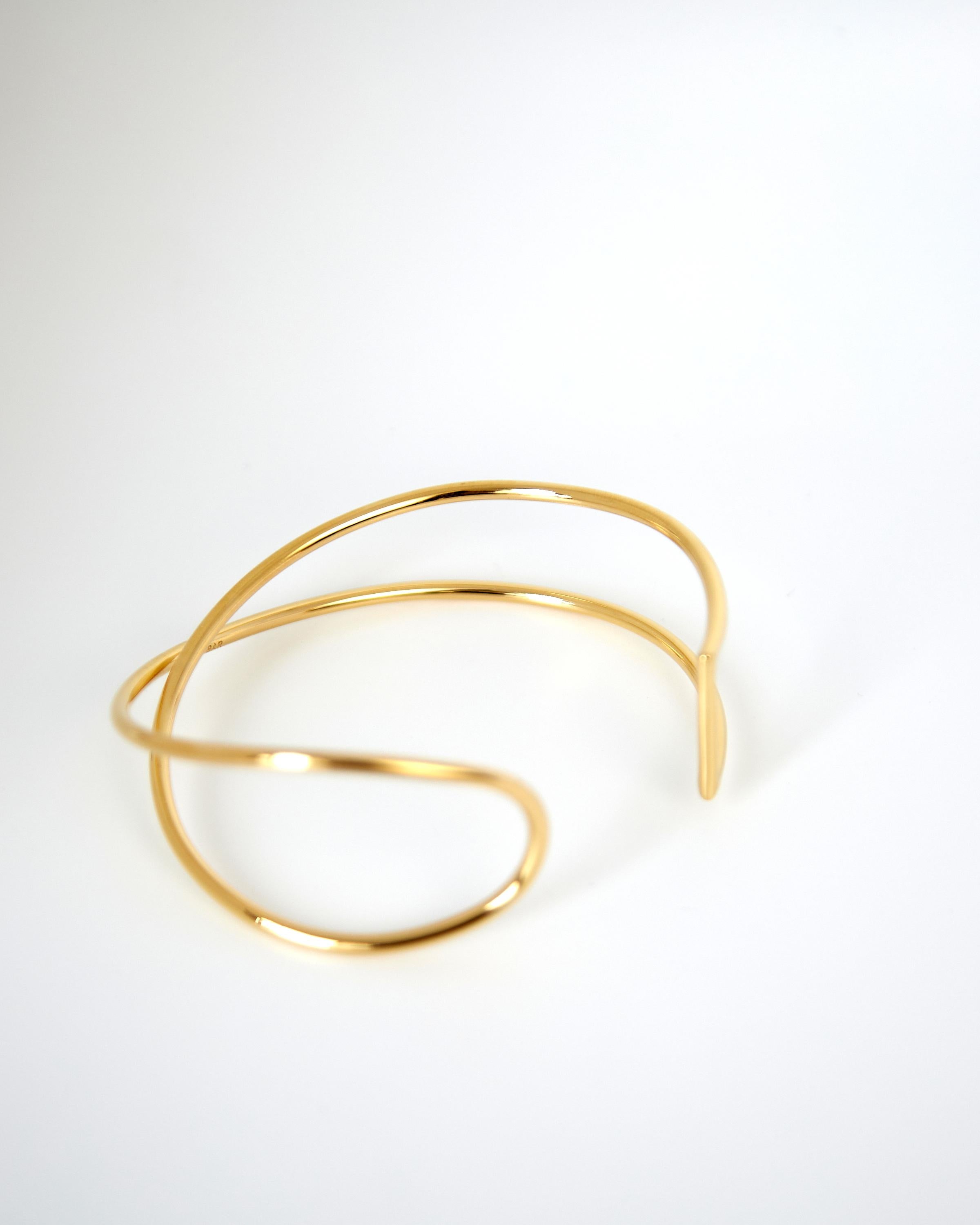 Modernist Sculptural Wire Bangle, 18 Carat Gold Plated Recycled Brass  For Sale