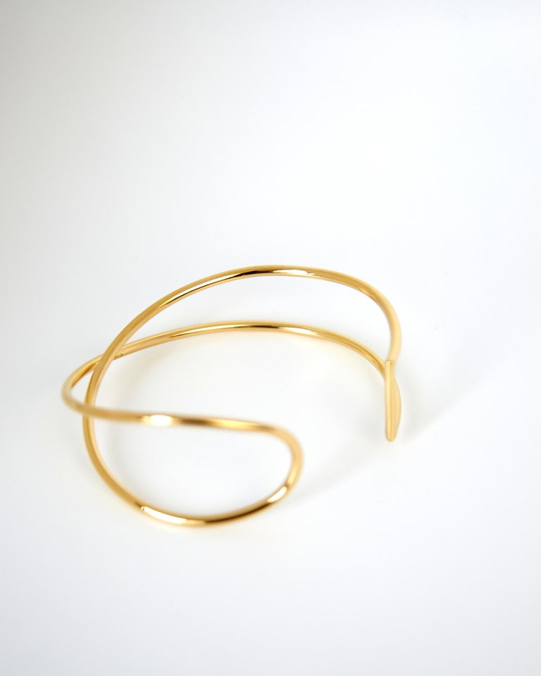 Sculptural Wire Bangle, 18 Carat Gold Plated Recycled Brass For Sale at 1stDibs