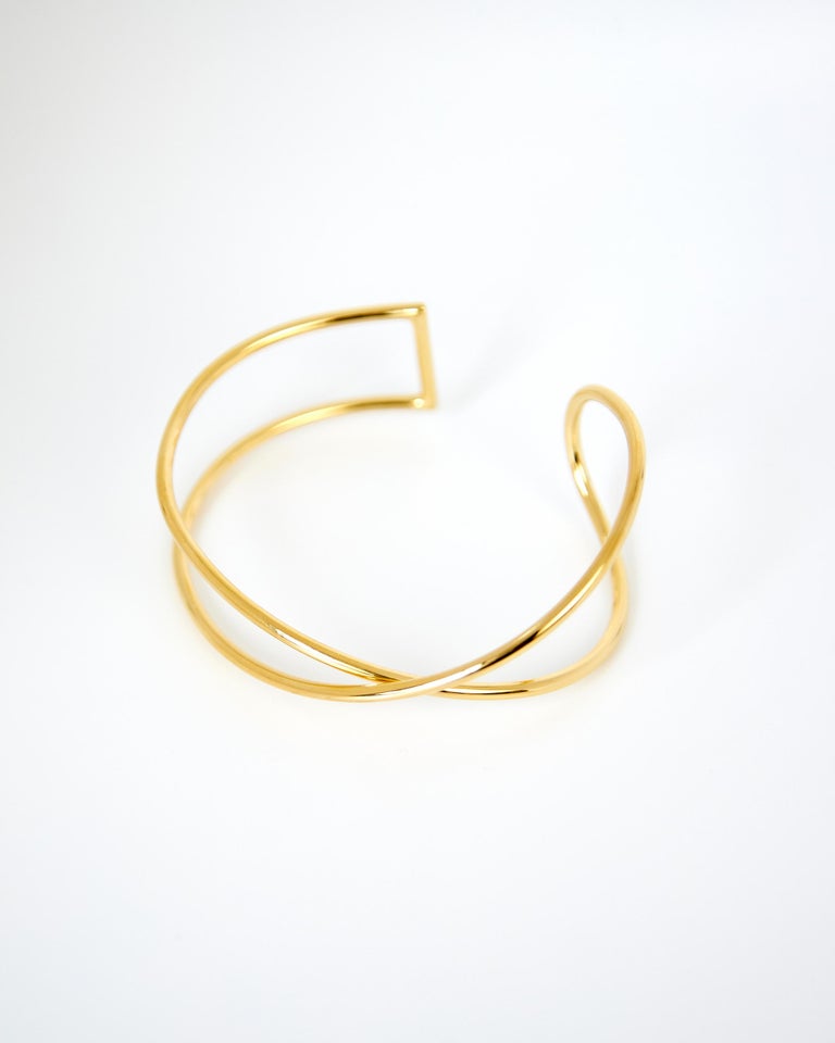 Sculptural Wire Bangle, 18 Carat Gold Plated Recycled Brass For Sale at 1stDibs