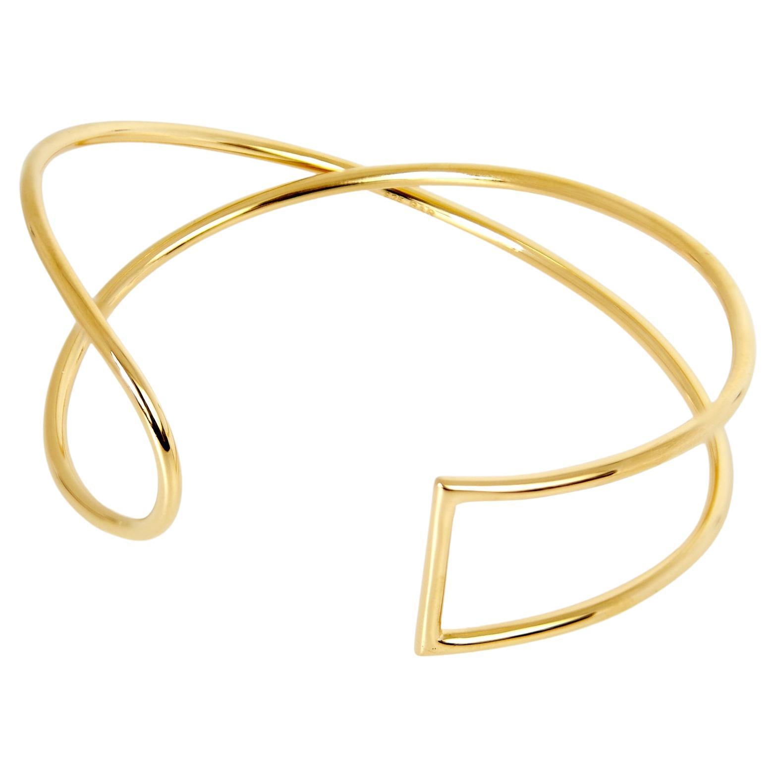 Sculptural Wire Bangle, 18 Carat Gold Plated Recycled Brass  For Sale