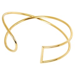 Sculptural Wire Bangle, 18 Carat Gold Plated Recycled Brass 