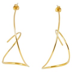 Sculptural Wire Drop Earrings, 18 Carat Gold Plated Recycled Silver 