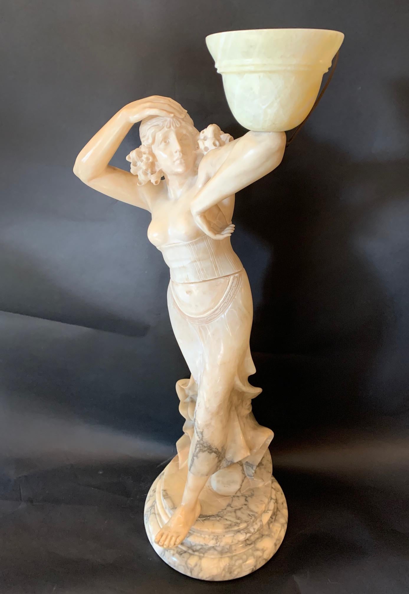 Italian Sculptural Woman Torchère Lamp For Sale