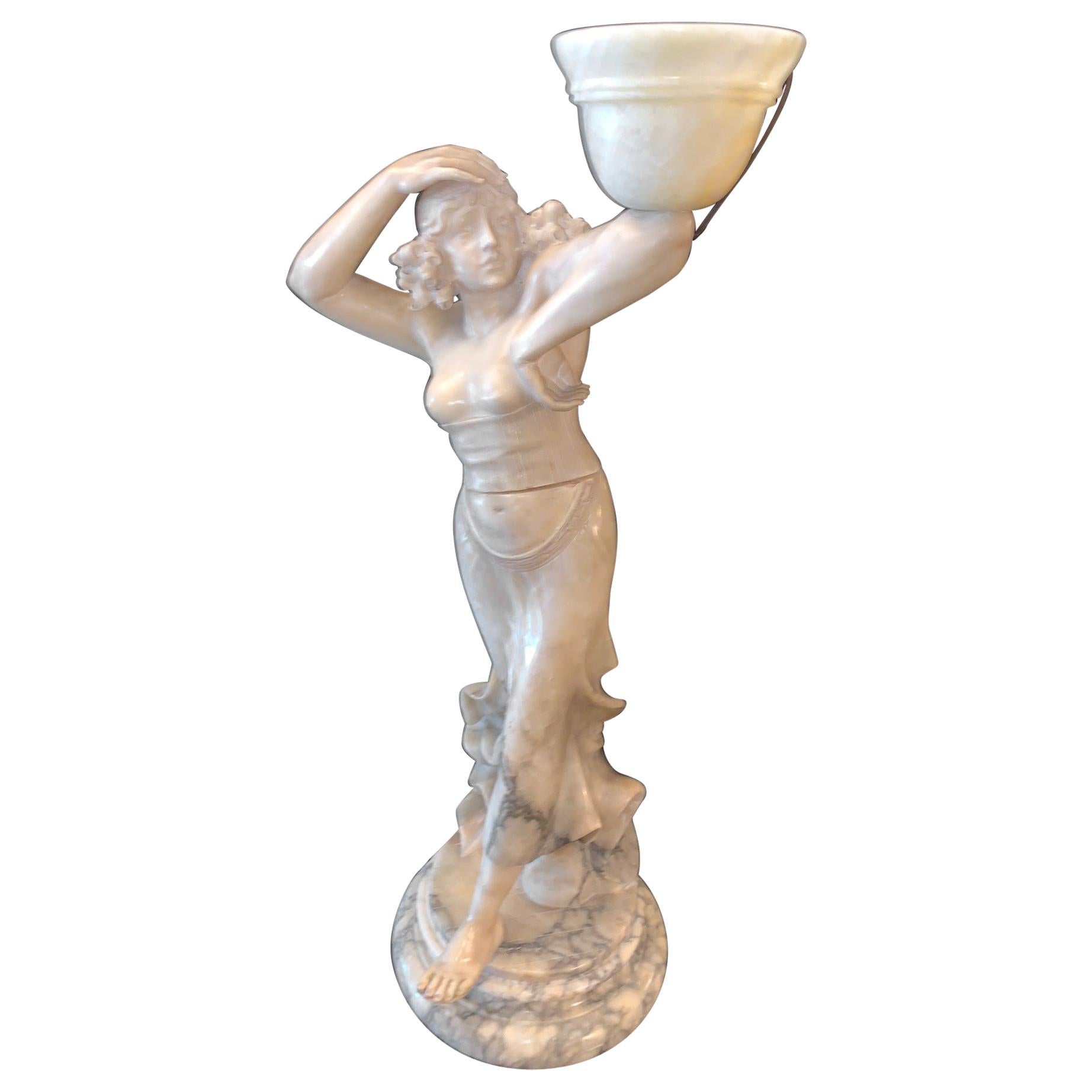 Sculptural Woman Torchère Lamp For Sale