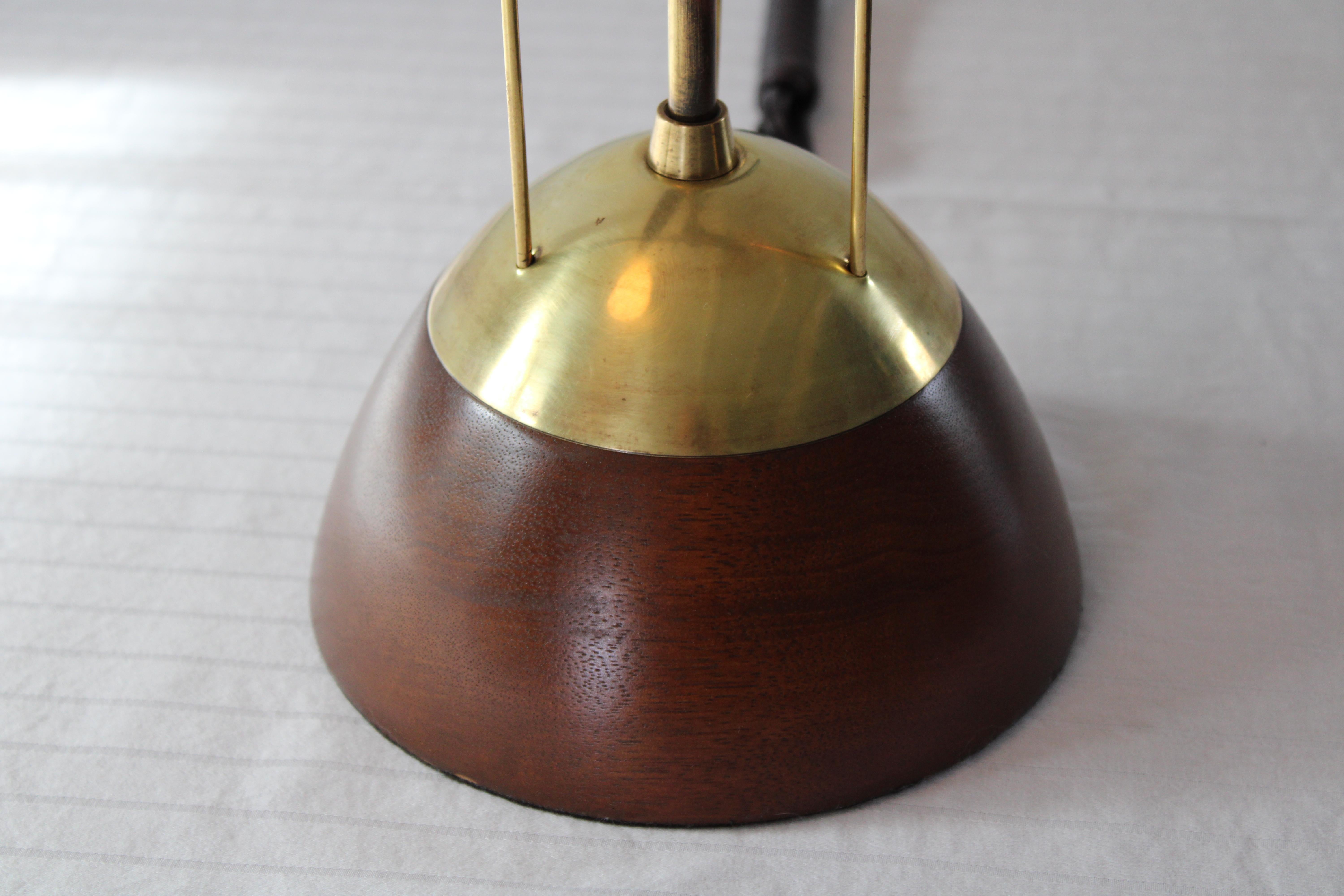 Sculptural Wood and Brass Lamp attributed to Leo Amino For Sale 7