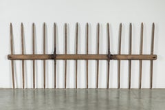 Sculptural Wood and Iron Strap 19th Century Farm Implement (outil agricole du 19e siècle)