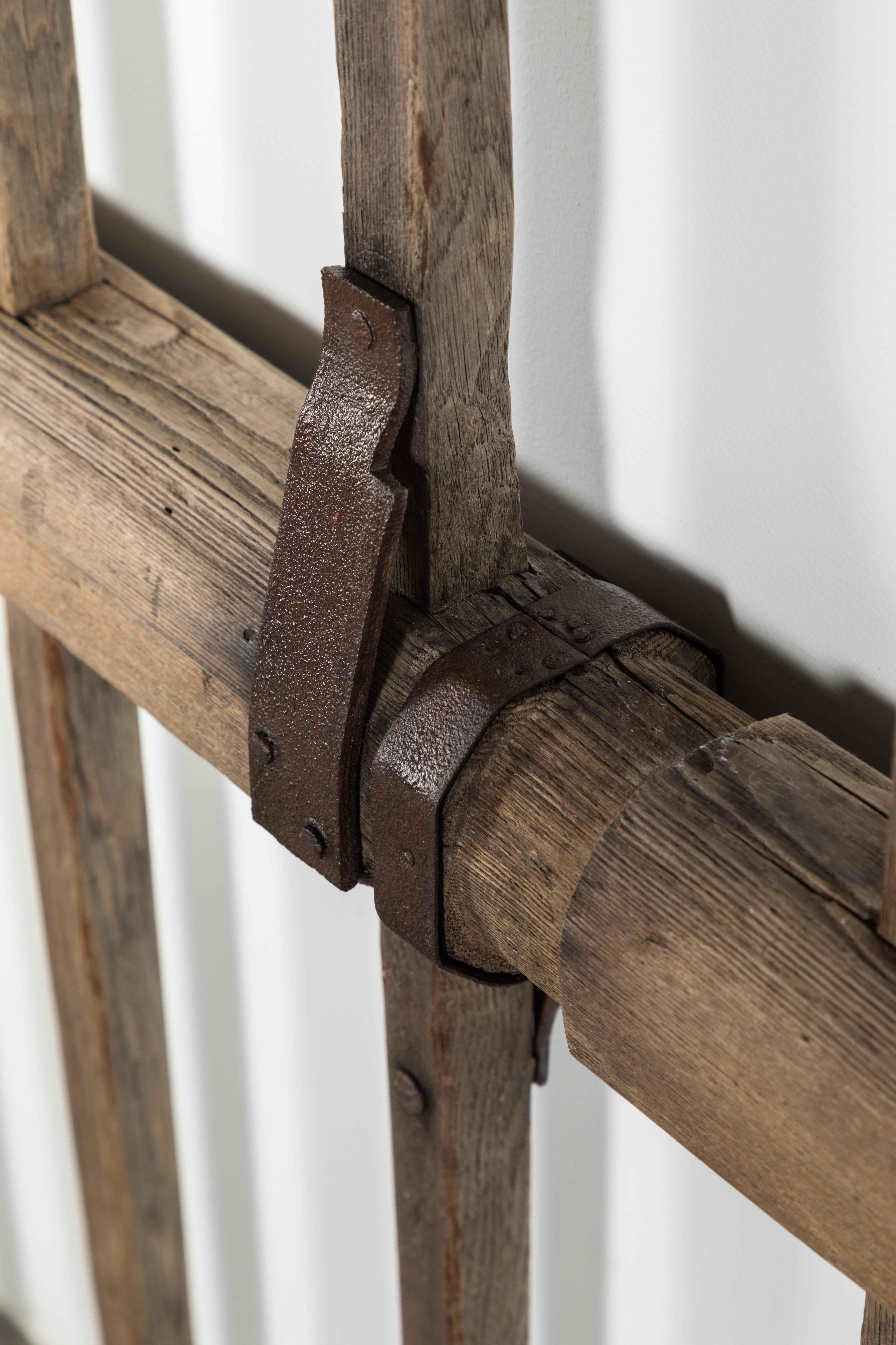 North American Sculptural Wood and Iron Strap 19th Century Farm Implement For Sale
