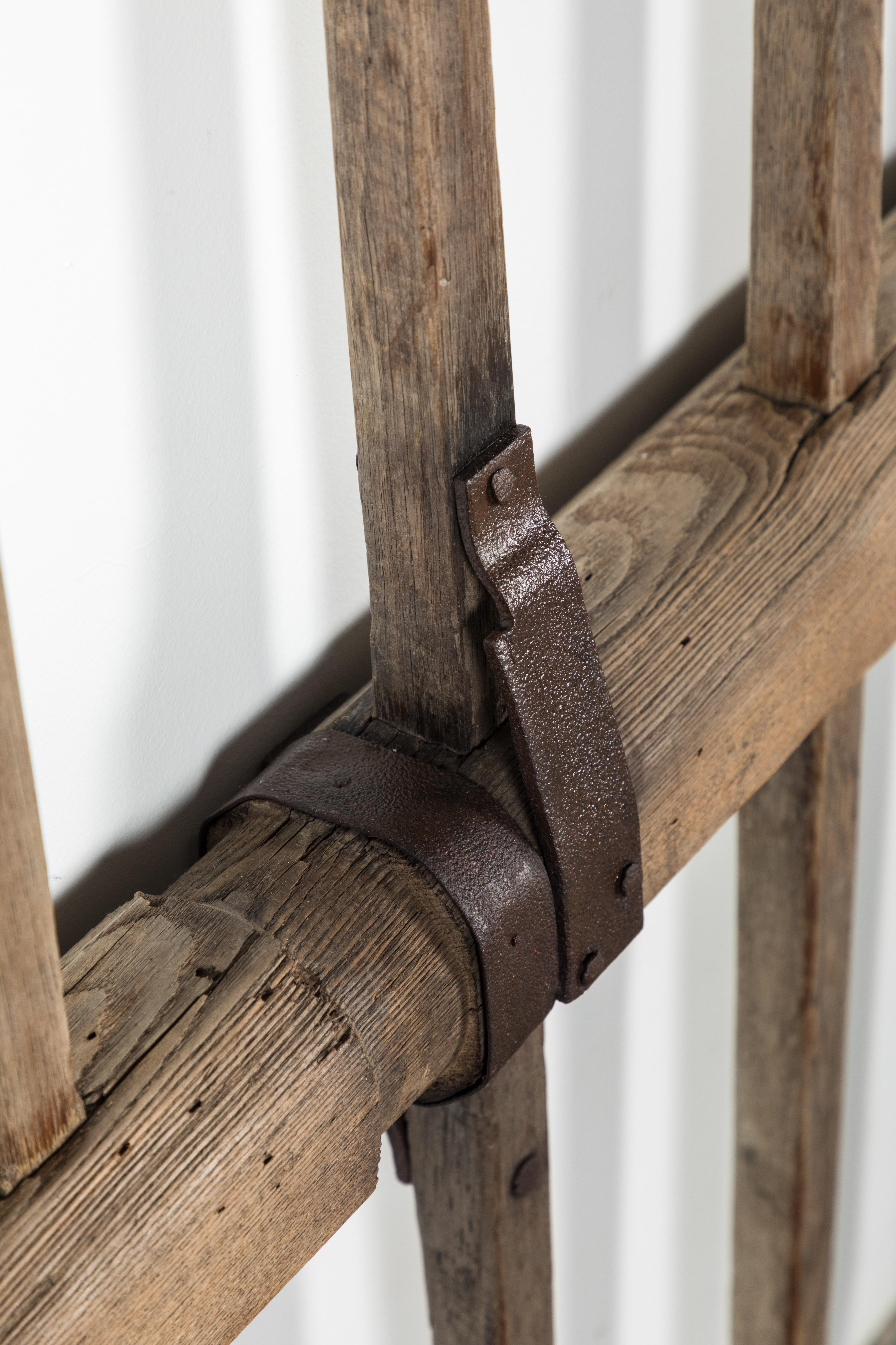 Forged Sculptural Wood and Iron Strap 19th Century Farm Implement For Sale