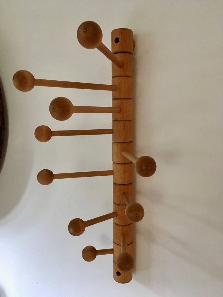 Sculptural Wood Articulating Coat Rack at 1stDibs