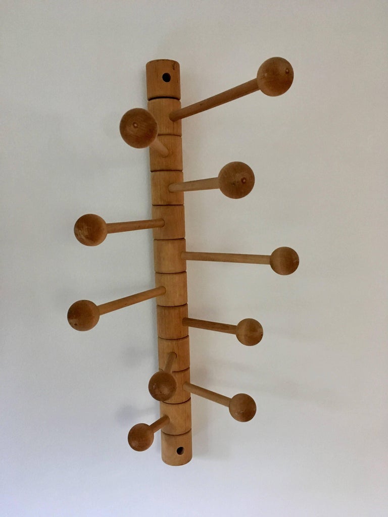 Sculptural Wood Articulating Coat Rack at 1stDibs