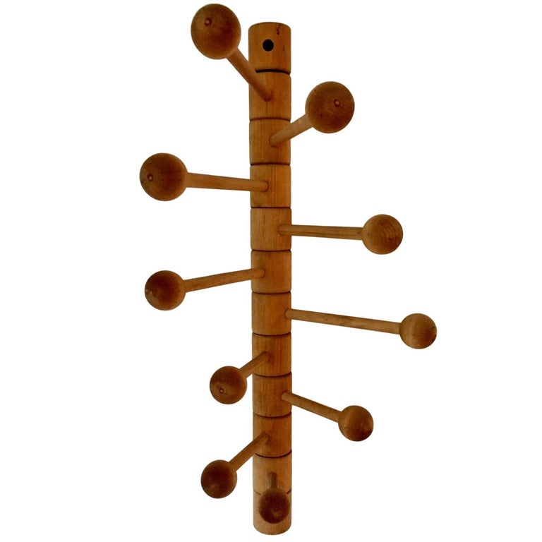 Sculptural Wood Articulating Coat Rack at 1stDibs