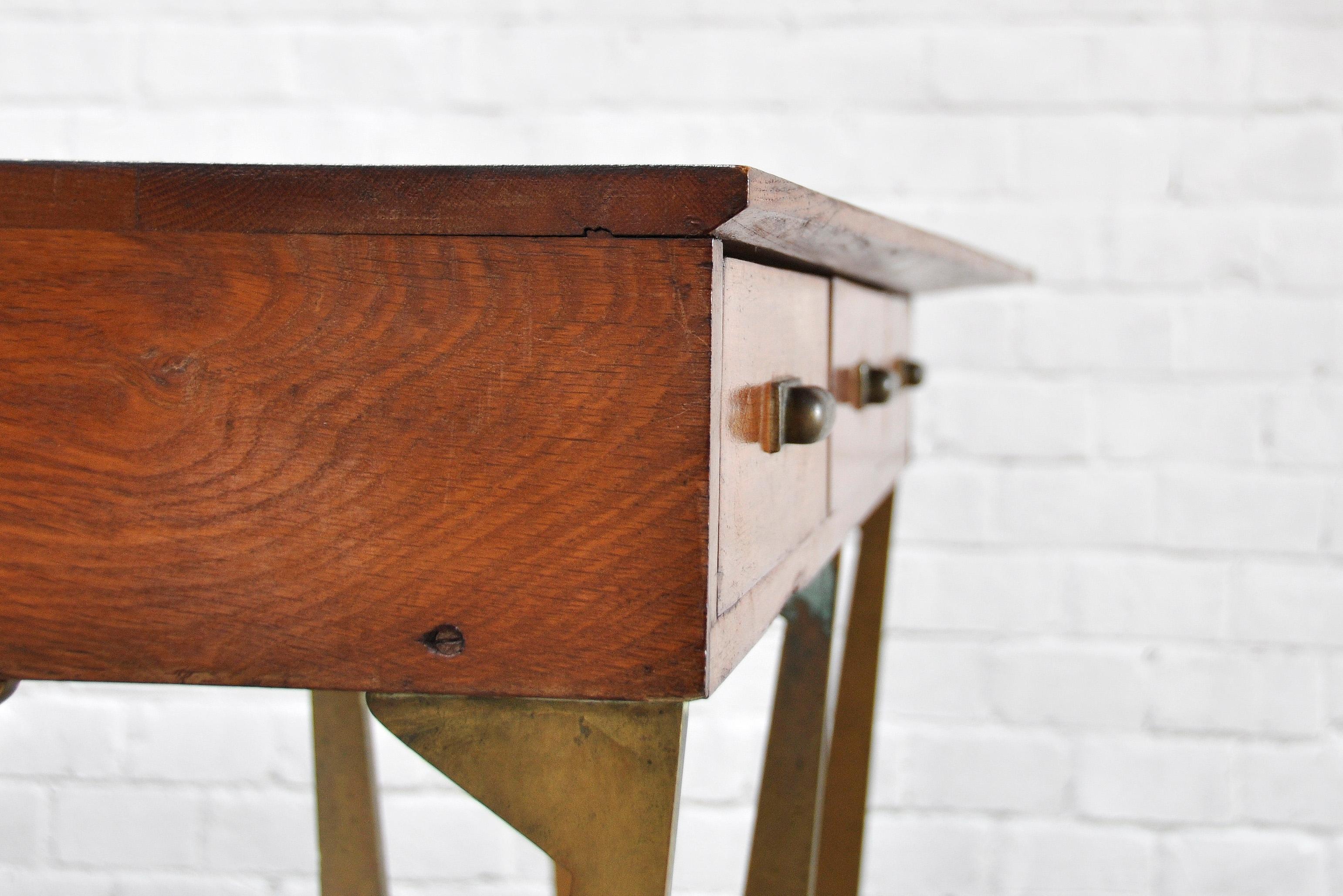 Sculptural Wood & Brass Console Table by Osvaldo Borsani, Italy, 1950s For Sale 5