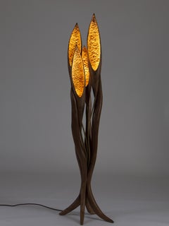 Unique Hand-Carved Light Museum-Quality Sculptural Wood Design Floor Lamp ASCENT