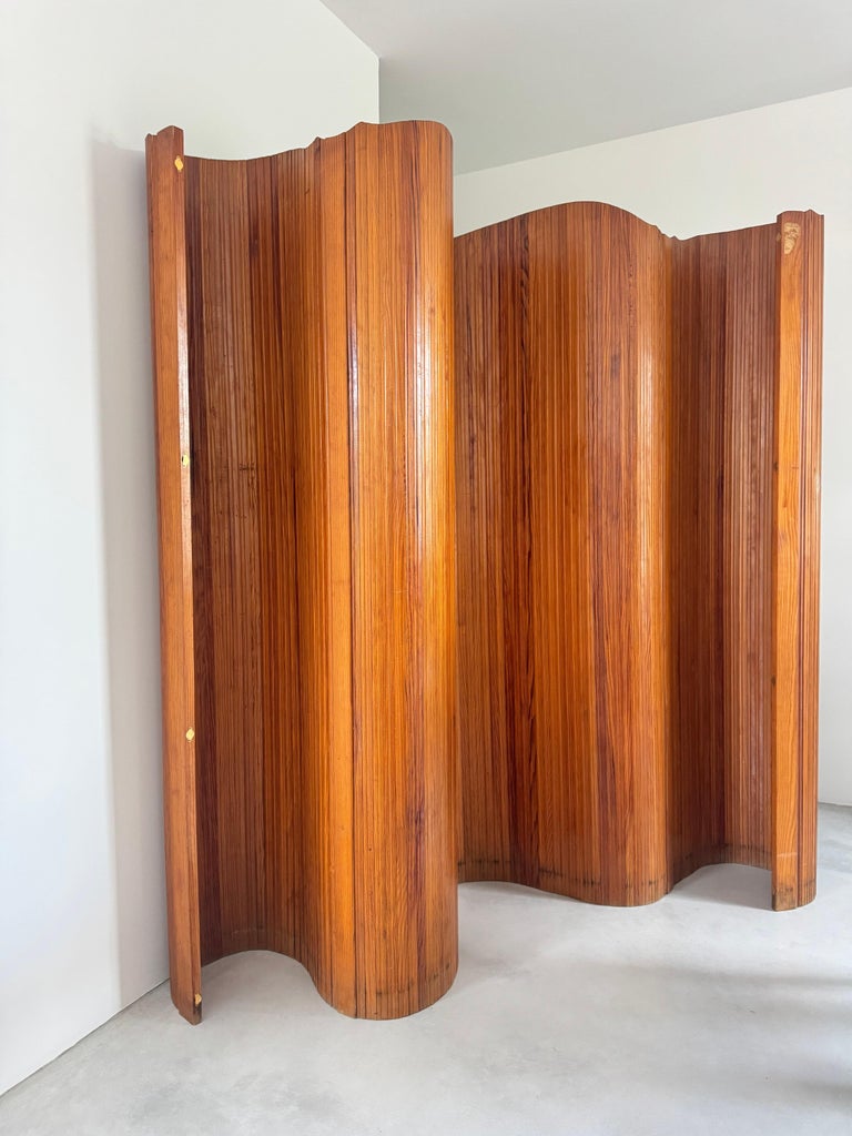 Sculptural Wood Folding Screen by Baumann, from Grands Magasins Du