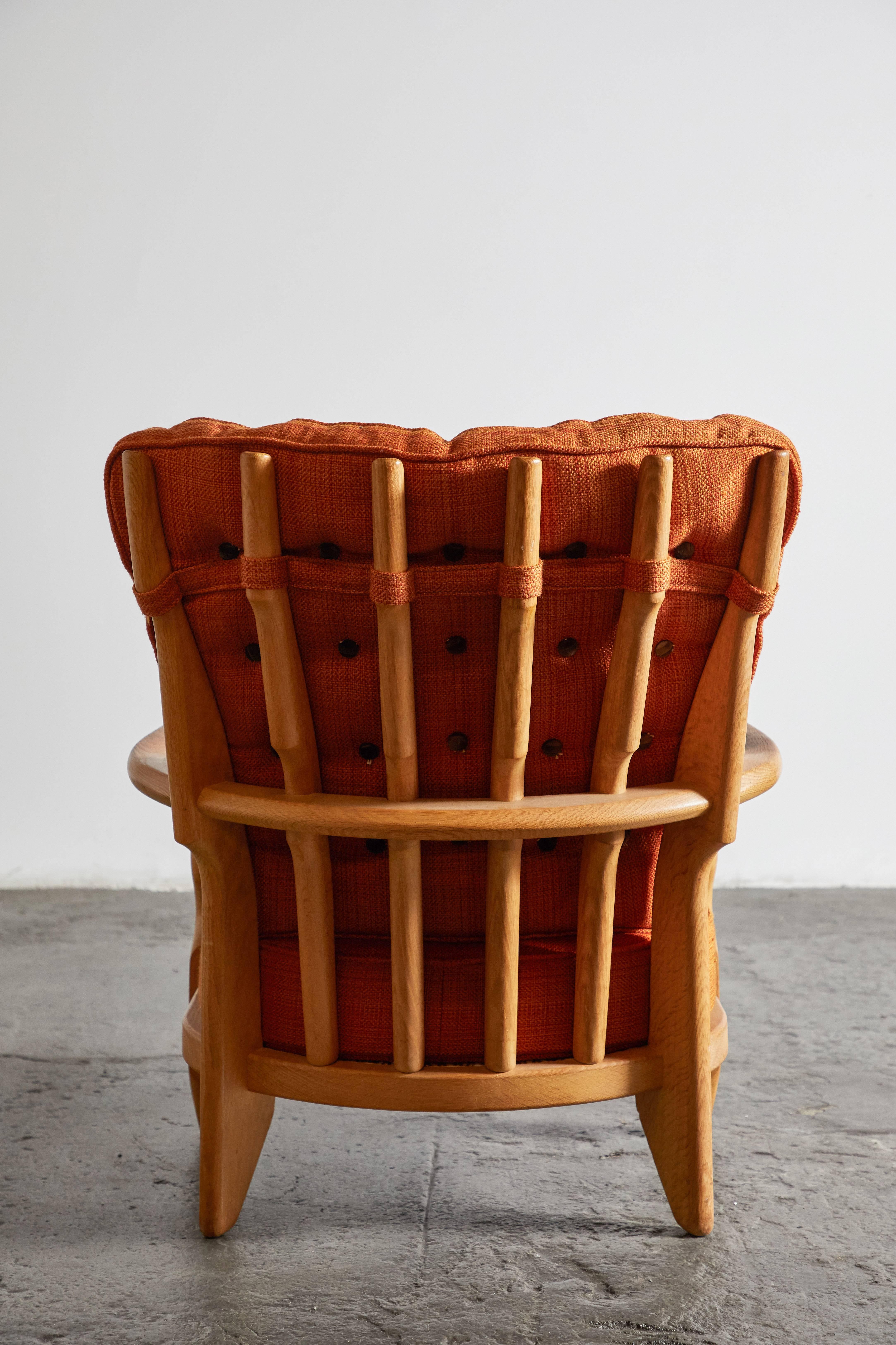 Sculptural Wood Lounge Chair by Guillerme et Chambron In Excellent Condition In Los Angeles, CA