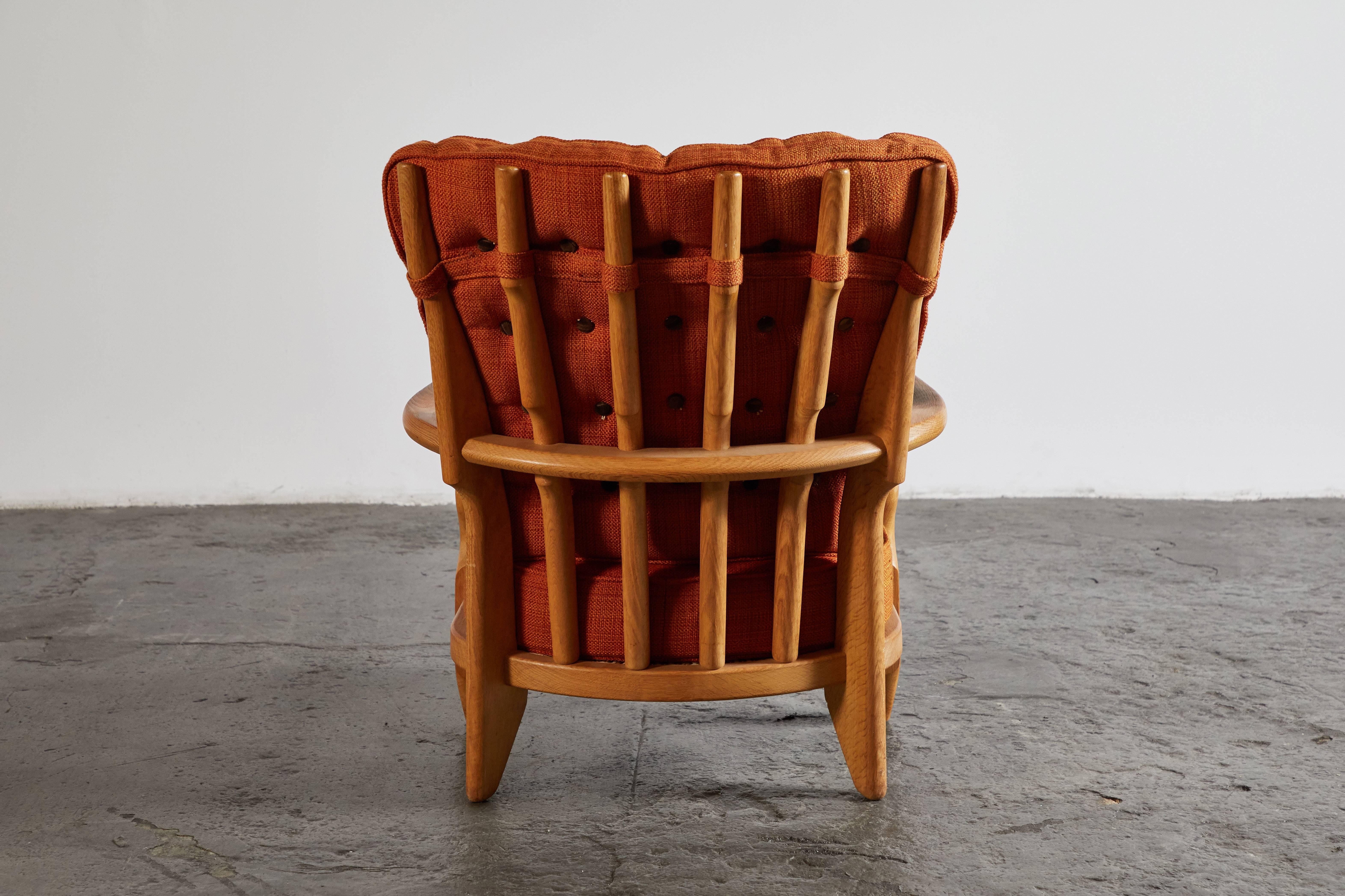 Wool Sculptural Wood Lounge Chair by Guillerme et Chambron